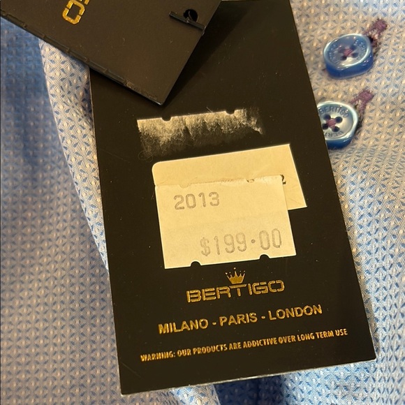 Men's Bertigo Light Blue Dress Shirt 8(4xl) Brand New - Picture 7 of 10